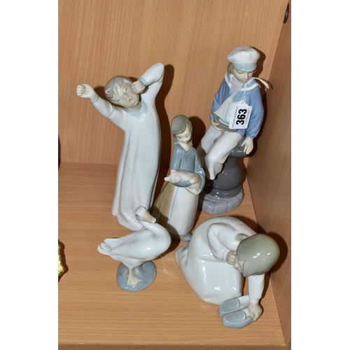 363 - FIVE LLADRO FIGURES, comprising Boy with Yacht model no 4810, sculptor Salvador Furio, issued 1972-1... 