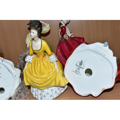 370 - FIVE ROYAL DOULTON FIGURINES, comprising Sara HN2265, Coralie HN2307, Buttercup HN2309, Top o'the Hi... 