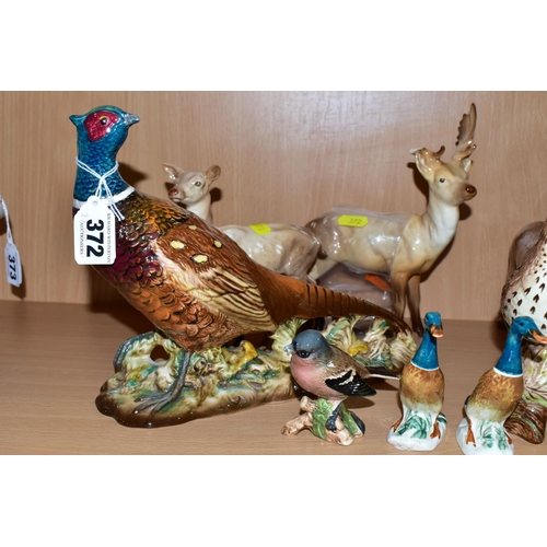 372 - A QUANTITY OF BESWICK ANIMAL FIGURES, comprising a large Pheasant impressed 1225 mark to base, a Son... 