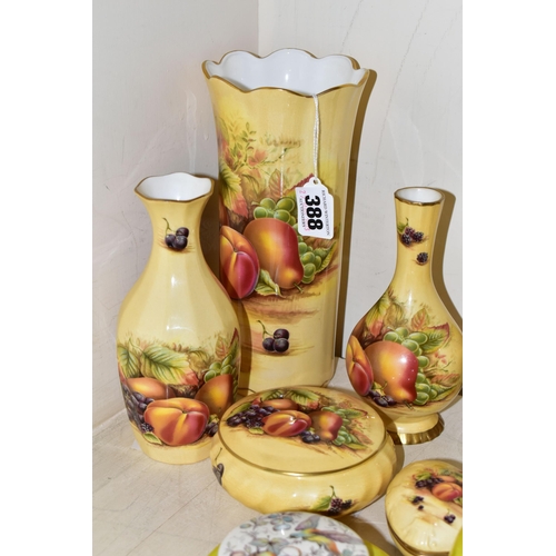 388 - AYNSLEY 'ORCHARD GOLD' PATTERN GIFTWARE TOGETHER WITH A GROUP OF CARLTONWARE TRINKET BOXES, comprisi... 