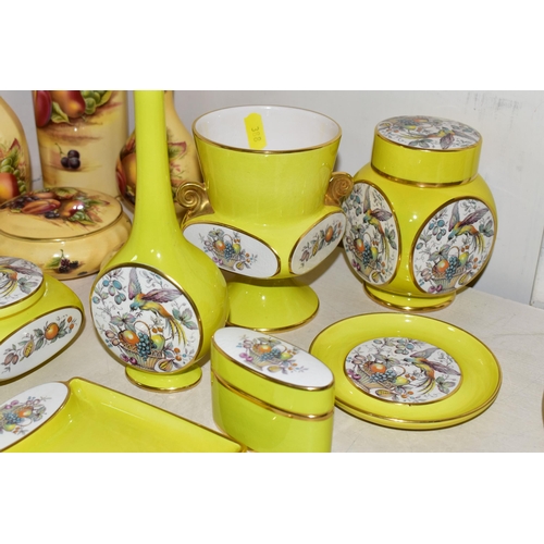 388 - AYNSLEY 'ORCHARD GOLD' PATTERN GIFTWARE TOGETHER WITH A GROUP OF CARLTONWARE TRINKET BOXES, comprisi... 