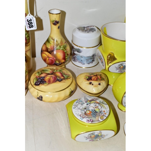 388 - AYNSLEY 'ORCHARD GOLD' PATTERN GIFTWARE TOGETHER WITH A GROUP OF CARLTONWARE TRINKET BOXES, comprisi... 