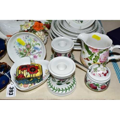 393 - A GROUP OF PORTMEIRION BOTANIC GARDEN PLATES TOGETHER WITH ASSORTED CERAMICS, comprising a pot of Ay... 