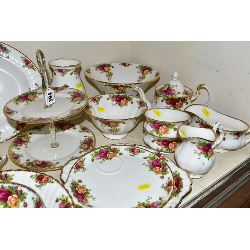 394 - A QUANTITY OF ROYAL ALBERT 'OLD COUNTRY ROSES' PATTERN TEAWARES, comprising a large centre piece dis... 