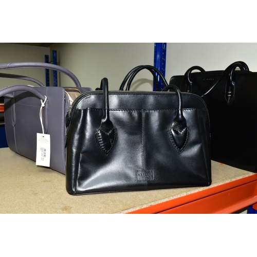 397 - FOUR RADLEY HANDBAGS, comprising an as new with tags Liverpool Street handbag in a mid-purple-grey c... 