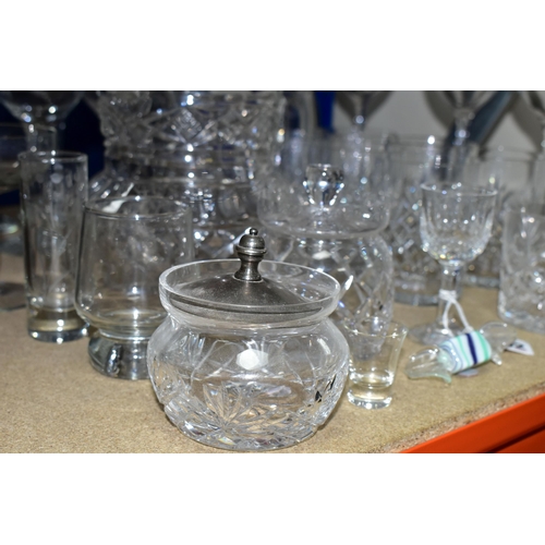 402 - A GROUP OF CUT CRYSTAL AND OTHER GLASSWARES, over thirty pieces to include a set of four Waterford C... 