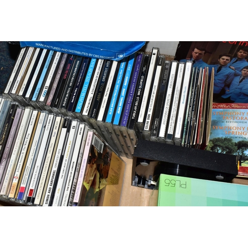 415 - TWO BOXES OF RECORDS AND CDS, to include twenty eight vinyl LPs and LP sets, including Simon & Garfu... 