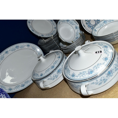 418 - A FIFTY SEVEN PIECE NORITAKE BLUE HILL DINNER SERVICE, pattern no 2482, comprising two tureens, a sa... 