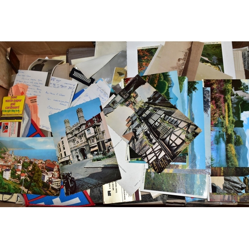 423 - TWO BOXES OF POSTCARDS & PAPER EPHEMERA, containing a large collection of facsimile copies on the In... 