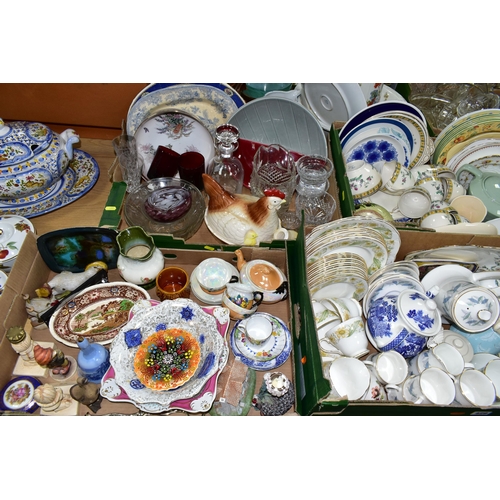 429 - FOUR BOXES AND LOOSE CERAMICS AND GLASSWARES, to include a Portuguese soup tureen, ladle and stand, ... 