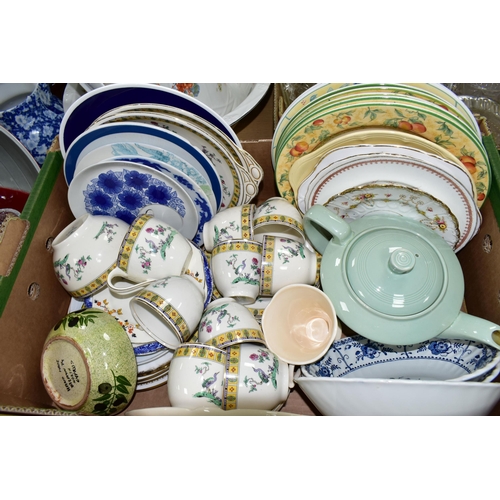 429 - FOUR BOXES AND LOOSE CERAMICS AND GLASSWARES, to include a Portuguese soup tureen, ladle and stand, ... 