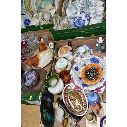 429 - FOUR BOXES AND LOOSE CERAMICS AND GLASSWARES, to include a Portuguese soup tureen, ladle and stand, ... 