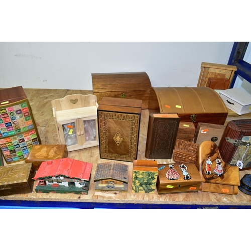 438 - A LARGE QUANTITY OF WOODEN BOXES, to include musical cigarette boxes, musical jewellery boxes, an ol... 