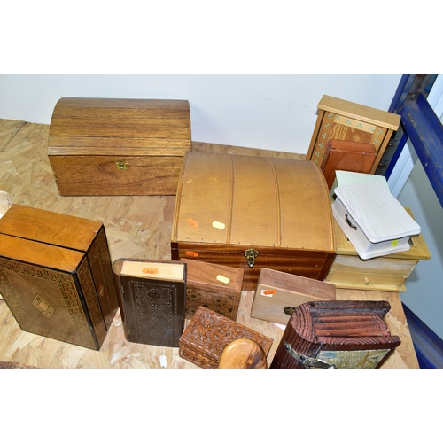 438 - A LARGE QUANTITY OF WOODEN BOXES, to include musical cigarette boxes, musical jewellery boxes, an ol... 