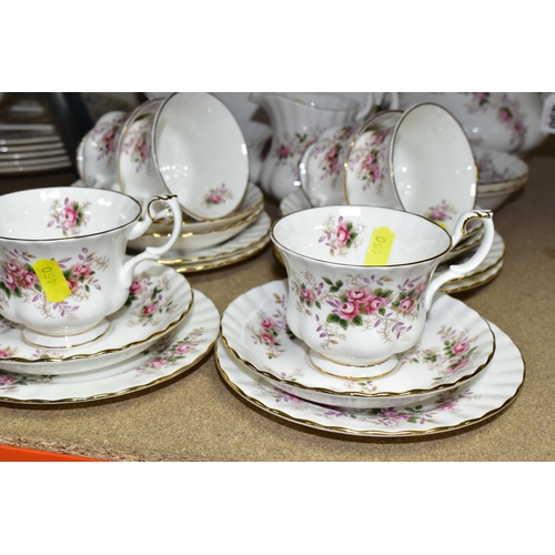 450 - A ROYAL ALBERT 'LAVENDER ROSE' PATTERN TEA SET,  comprising two fruit dishes (marked as second quali... 