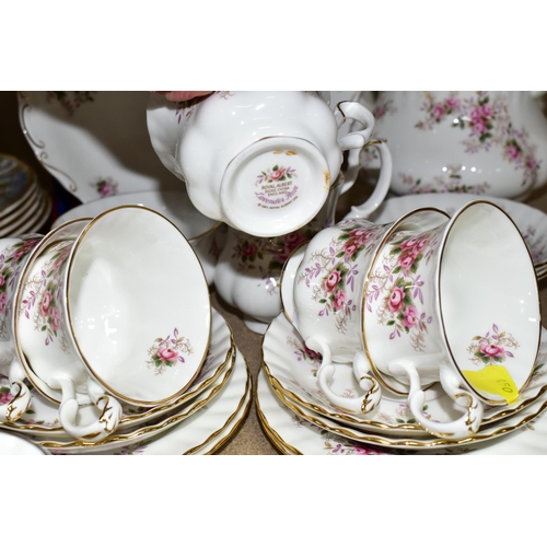 450 - A ROYAL ALBERT 'LAVENDER ROSE' PATTERN TEA SET,  comprising two fruit dishes (marked as second quali... 