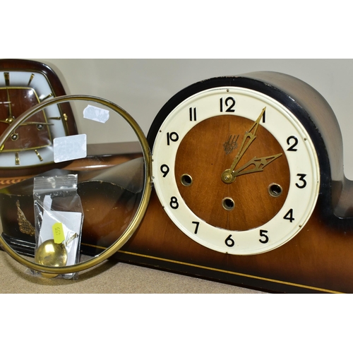 455 - A GERMAN MANTEL CLOCK (UHRENFABRIK ERHARD JAUCH), together with a vintage 'Juna' mantel clock, inclu... 