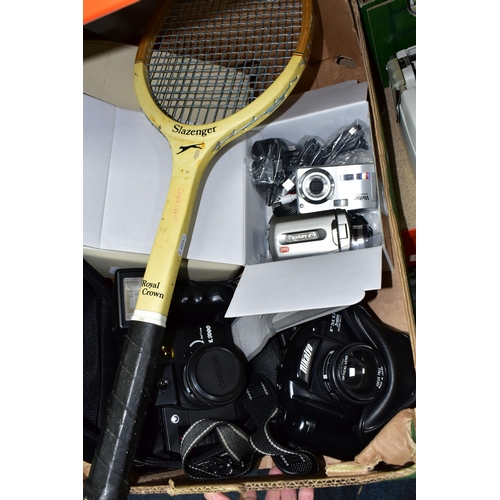 461 - TWO BOXES OF MISCELLANEOUS SUNDRIES, to include a Plantium DL1000 camera, a Nikaiyo FMD System Motor... 