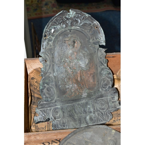 468 - A COLLECTION OF METAL FIRE MARKS OR FIRE INSURANCE PLAQUES, comprising eight plaques, mainly lead an... 