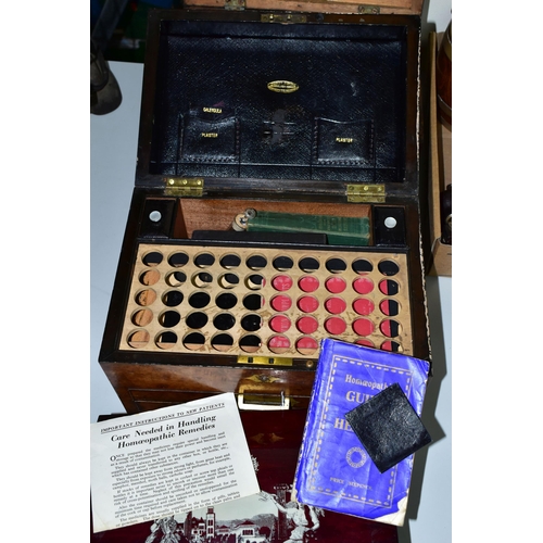 473 - THREE WOODEN BOXES, comprising a Victorian burr walnut rectangular apothecaries box, the hinged cove... 