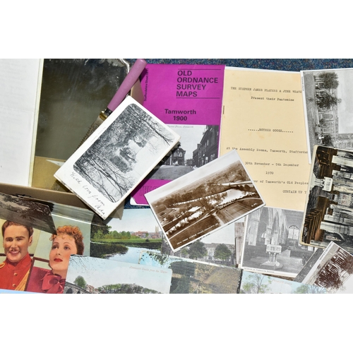 480 - EPHEMERA, a small collection of postcards relating to Tamworth, an Ordnance Survey Map of the town 1... 