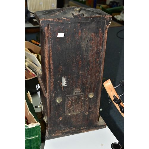 481 - A MAHOGANY CASED BLOCK INSTRUMENT, from a Railway Signal box, unknown source, 18.5   tall (1)