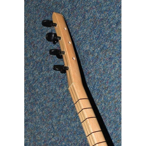 485 - A UNBRANDED TURKISH LONG NECKED BAGLAMA with bowl back, fretwork sound hole to top edge, ebony tunin... 