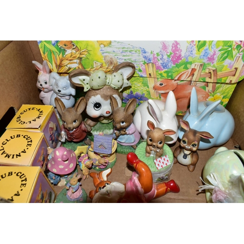 488 - FIVE BOXES AND LOOSE CHRISTMAS AND EASTER DECORATIONS, to include a Goebel rabbit pulling a basket, ... 