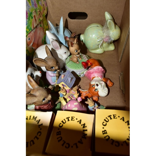 488 - FIVE BOXES AND LOOSE CHRISTMAS AND EASTER DECORATIONS, to include a Goebel rabbit pulling a basket, ... 