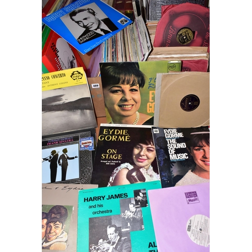 489 - FOUR BOXES CONTAINING EIGHTY LPs, EIGHTEEN BOXSETS AND ONE HUNDRED AND SEVENTY 78s OF JAZZ MUSIC art... 