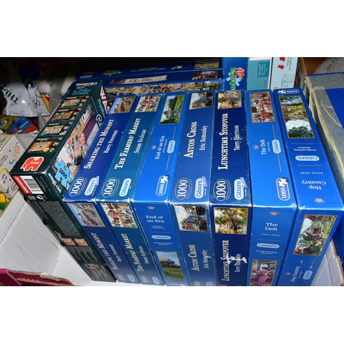 499 - TWO BOXES containing Twenty 1000 piece Jigsaw Puzzles, fifteen from Gibson's Puzzles, one from Hayne... 