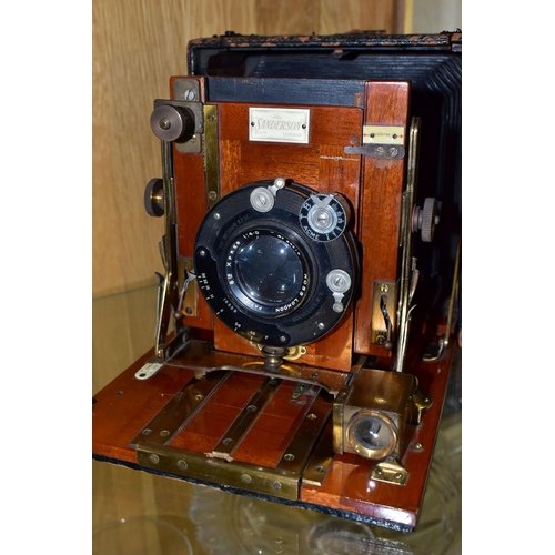 512 - A SANDERSON REGULAR MODEL FIELD CAMERA with an Ilex shutter release, a Ross Xpres 6in f4.5 lens, mah... 