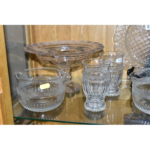 513 - TWELVE PIECES OF 19TH AND 20TH CENTURY CUT GLASS TABLE AND STEMWARE, comprising a set of three water... 