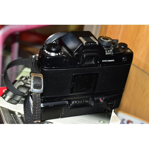 514 - A CONTAX RTS 2 QUARTZ FILM SLR CAMERA with  a W3 motor winder, a Tamron 24mm f2.5 lens and manuals f... 