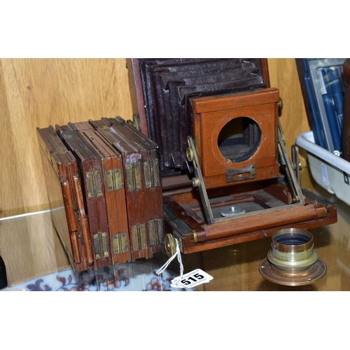 515 - AN IMPERIAL INSTANTOGRAPH FIELD CAMERA in mahogany and brass, fitted with a J Lancaster and Sons Rec... 