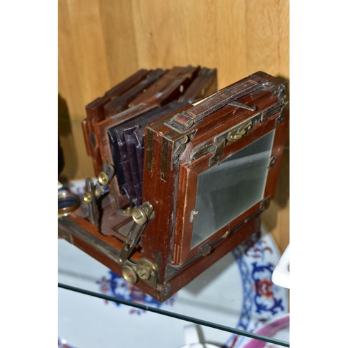 515 - AN IMPERIAL INSTANTOGRAPH FIELD CAMERA in mahogany and brass, fitted with a J Lancaster and Sons Rec... 