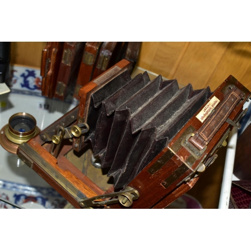 515 - AN IMPERIAL INSTANTOGRAPH FIELD CAMERA in mahogany and brass, fitted with a J Lancaster and Sons Rec... 