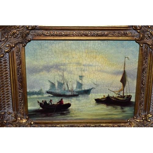 521 - SIX DECORATIVE PRINTS AND WALL PLAQUES, comprising a framed print depicting a 19th Century maritime ... 