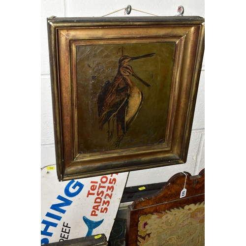 522 - A SMALL QUANTITY OF PAINTINGS AND PRINTS ETC, to include two unsigned early 20th Century oils on can... 