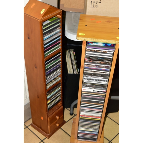 528 - A QUANTITY OF CD'S IN THREE BOXES AND TWO WOODEN STANDS, genres include Classical, Jazz and crooners... 