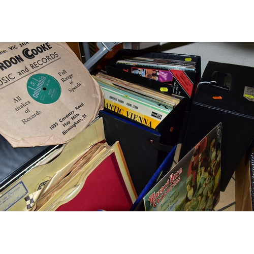 531 - FOUR CASES OF LP'S AND 78'S AND SIX BOXES OF CD'S AND VIDEO CASSETTES, ETC, the 78's by artists incl... 