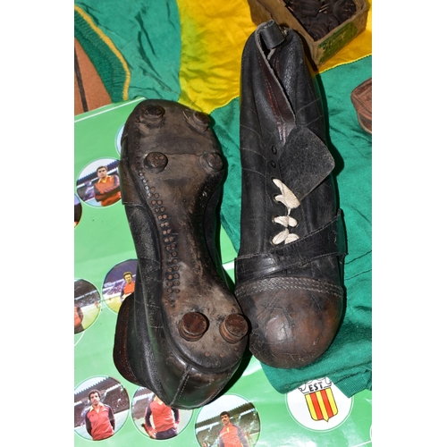 535 - VINTAGE SPORTS MEMORABILIA ETC, comprising a pair of size 9 football boots attributed to John 'Jack'... 