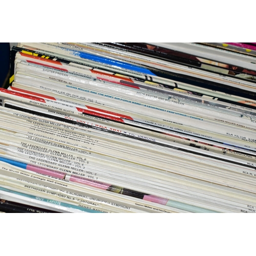 538 - TWO BOXES AND A CASE CONTAINING OVER ONE HUNDRED AND SEVENTY LPs ON THE RCA, VERVE, VOGUE, LONDON, C... 