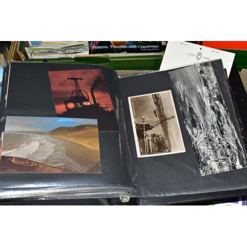 540 - THREE BOXES OF MODERN POSTCARDS, mid-late 20th century, in eleven albums and loose (several 1000's) ... 