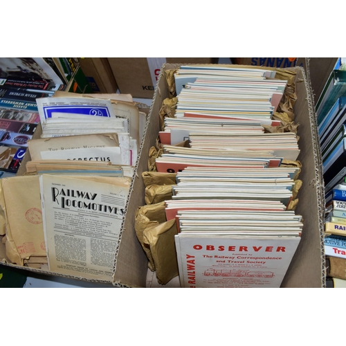 548 - SEVEN BOXES OF RAILWAY EPHEMERA to include approximately thirty-seven book titles in hardback format... 