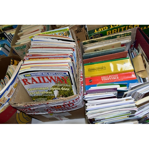 548 - SEVEN BOXES OF RAILWAY EPHEMERA to include approximately thirty-seven book titles in hardback format... 