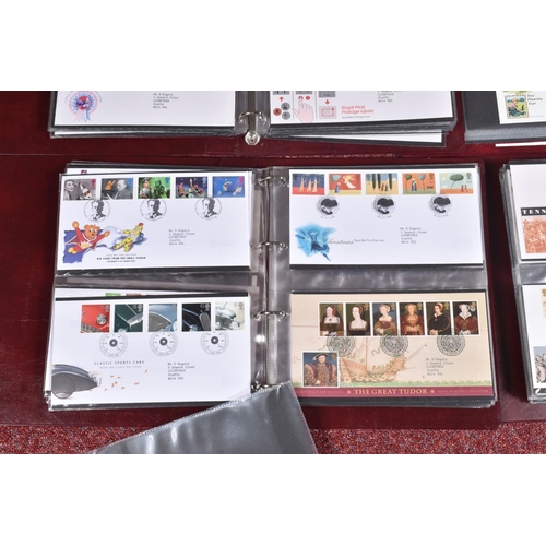 2 - FOUR ROYAL MAIL FDC ALBUMS WITH COLLECTION OF GB FDCS TO 1999, we note a few sponsored types