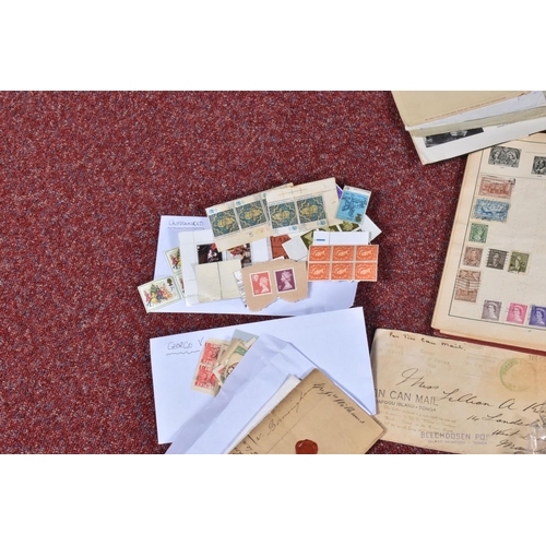 8 - STAMP COLLECTION IN A SMALL BOX WITH WORLDWIDE COLLECTION IN A BATTERED STRAND ALBUM TOGETHER WIOTH ... 