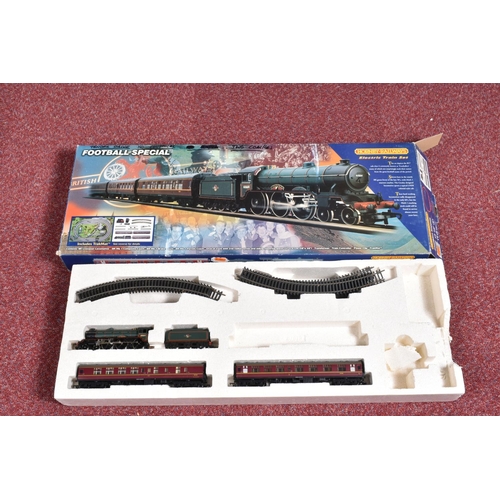 105 - A BOXED HORNBY RAILWAYS OO GAUGE FOOTBALL SPECIAL TRAIN SET, No.R1007, comprising class B17 locomoti... 