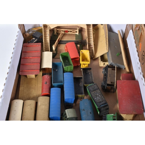 94 - A QUANTITY OF UNBOXED AND ASSORTED OO GAUGE MODEL RAILWAY ITEMS, to include repainted Hornby Dublo A... 